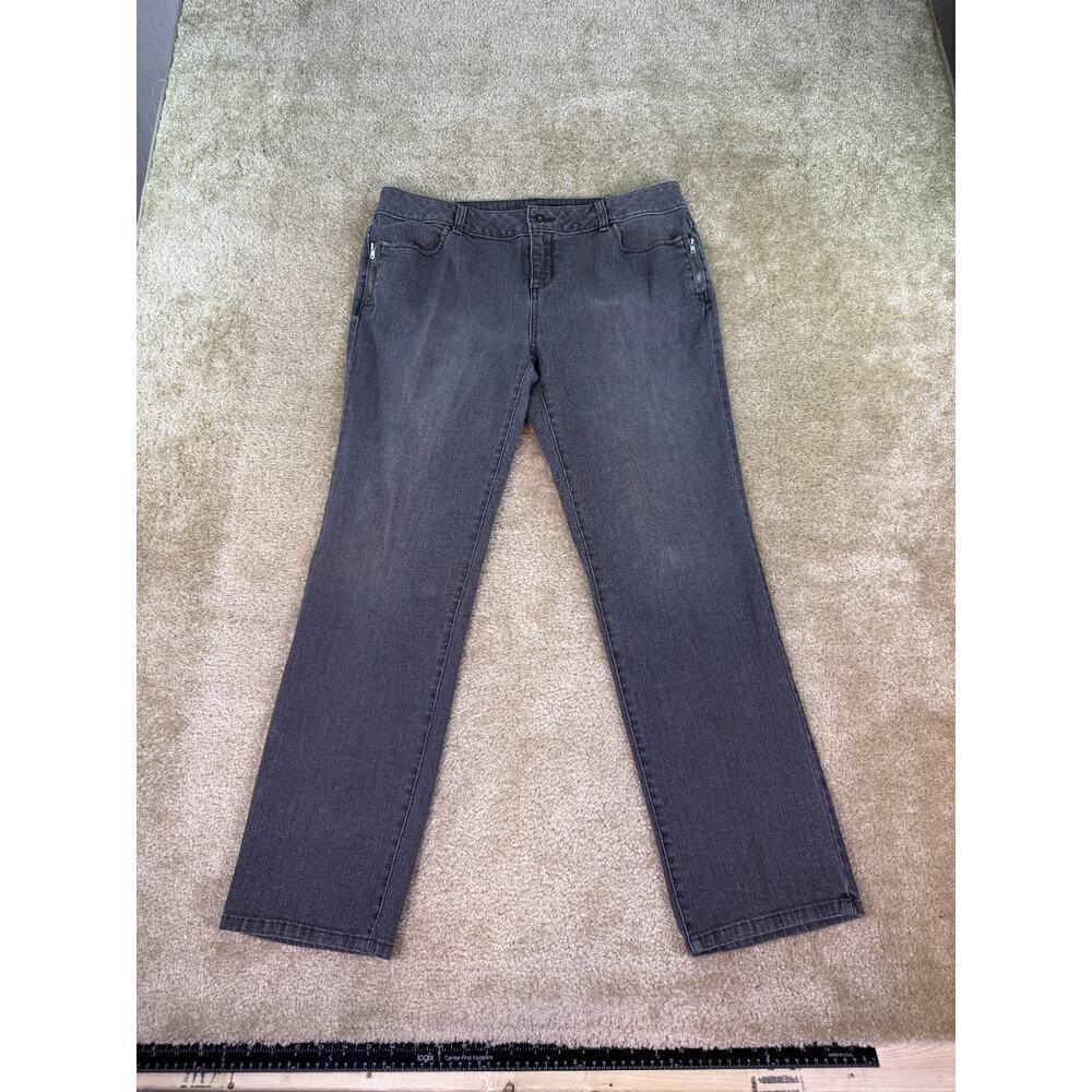 Simply Vera Wang Jeans Womens Size 14P Straight Mid Rise Black Denim C544